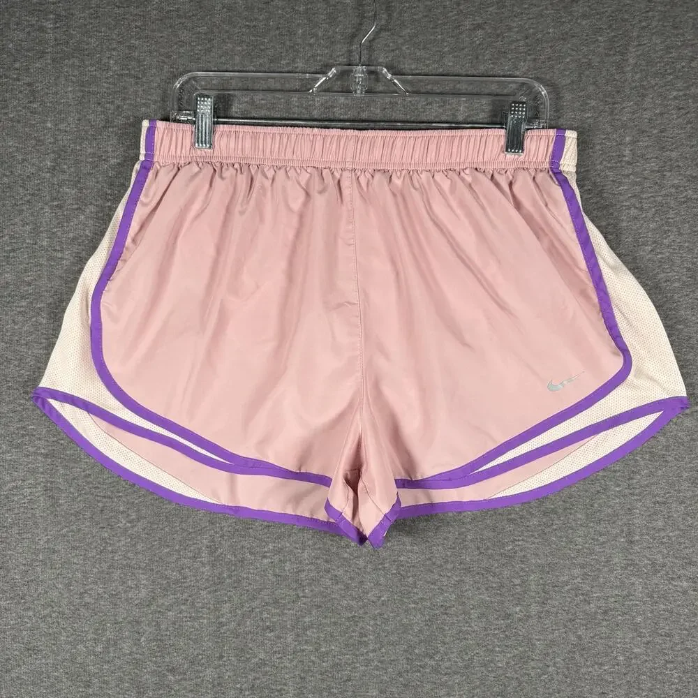 Nike Shorts Womens XL Pink Dri-Fit Running Athletic Purple Trim Gym Training
